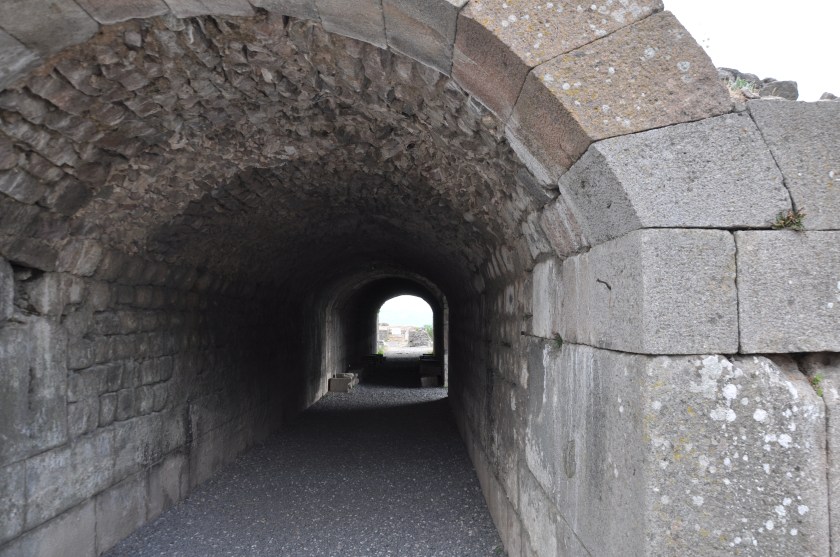 Turkey, gravel path through arched tunnel