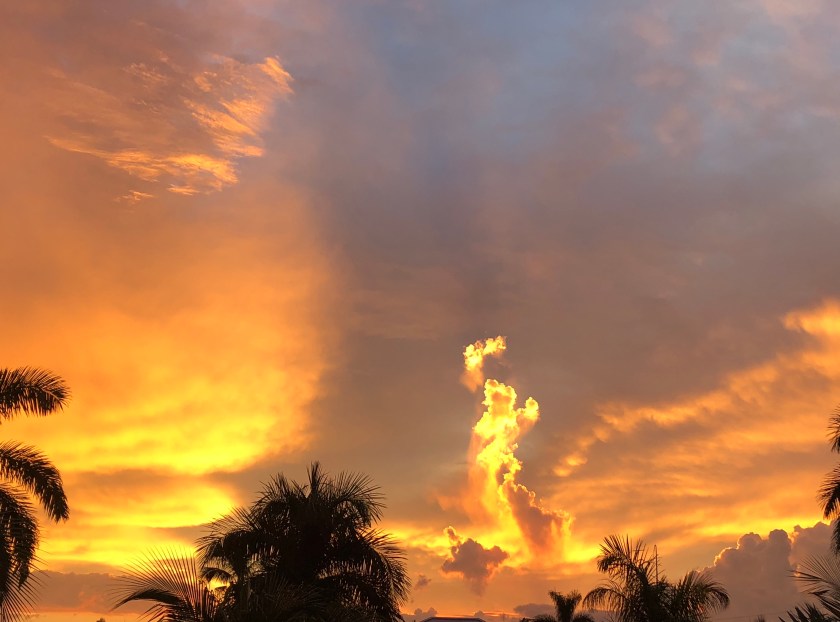 Sunrise from lanai, fire and clouds 2