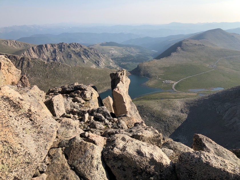 Colorado Rockies, view from the top, lake, distances