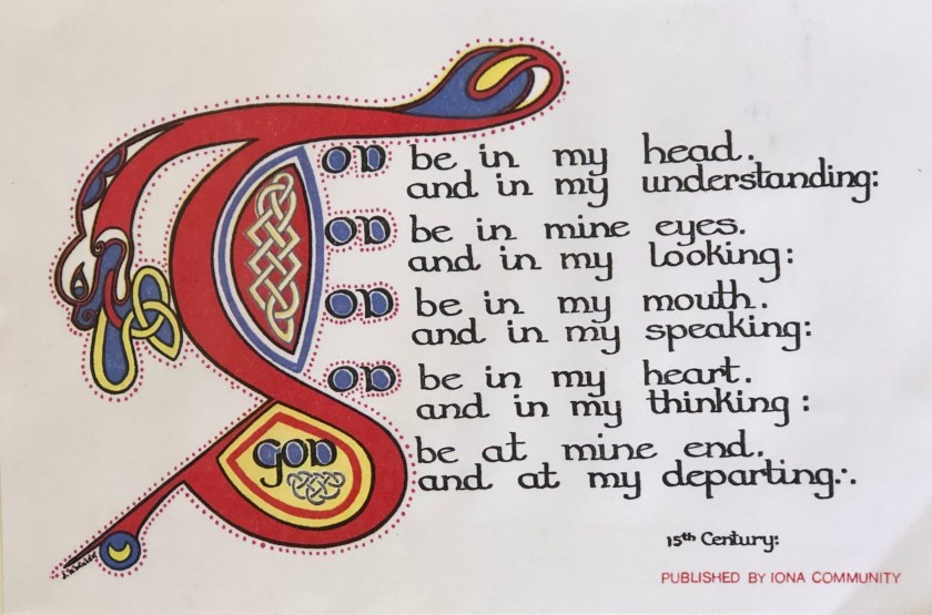 God be in my head calligraphy, 15th century