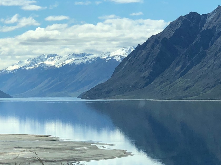 Mountin Lake w snow reflection, Otago, NZ