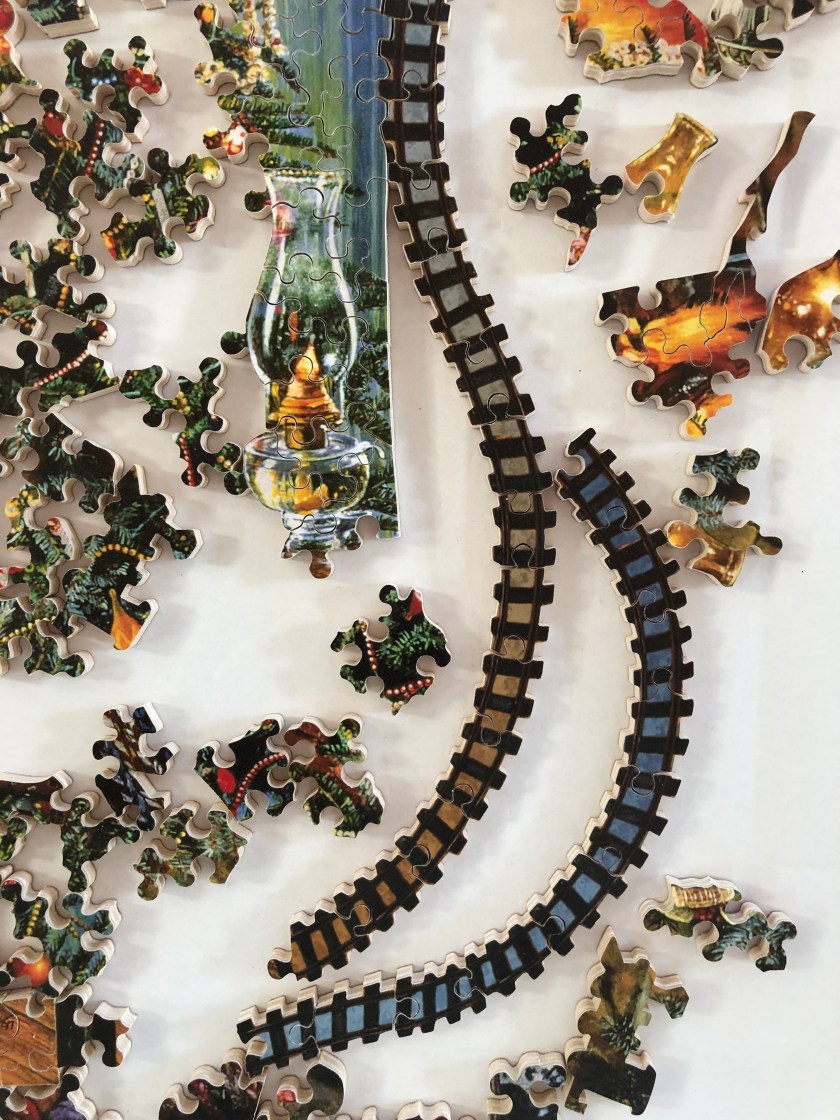 Train track puzzle pieces